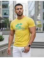 Pánske tričko s klasickou žltou potlačou FashionStreet NX5020R