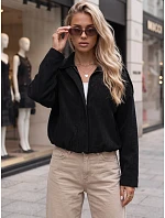 Dámska krátka čierna manšestrová bunda FashionStreet TY6021 Dámska krátka čierna manšestrová bunda FashionStreet TY6021