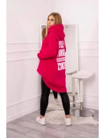 Zateplená mikina s dlhým chrbtom a kapucňou fuchsiová Zateplená mikina s dlhým chrbtom a kapucňou fuchsiová