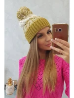 Dámska čiapka s brmbolcom Abigail K326 kiwi+ecru