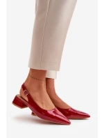 Lakierowane Baleriny Na Niskim Obcasie Z Noskami W Szpic Bordowe Anarinne