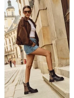 Ocieplane Botki Sztyblety Damskie Ze Złotym Detalem Panterka Czarne Priscilla