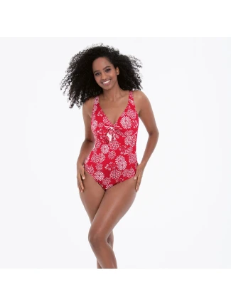 Dámske jednodielne plavky Olivia M3 7825 536 červené s potlačou - Anita