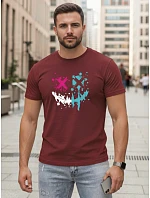 Pánske bavlnené streetwearové tričko bordové FashionStreet NX5100R Pánske bavlnené streetwearové tričko bordové FashionStreet NX5100R