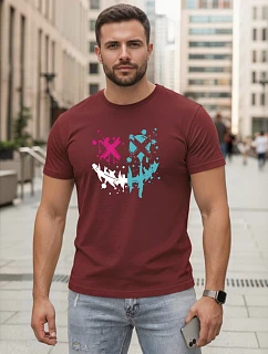 Pánske bavlnené streetwearové tričko bordové FashionStreet NX5100R