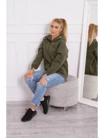 Khaki mikina s kapucňou