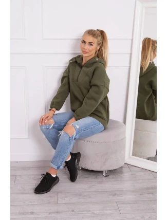 Khaki mikina s kapucňou