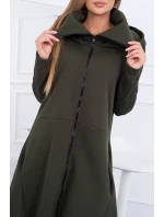 Zateplené šaty s dlhšími bokmi khaki