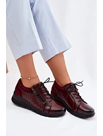 Kožené dámské polobotky na platformě Vinceza 39977 bordó