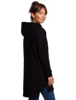 B176 Pletený sveter so zaobleným lemom - čierny B176 Pletený sveter so zaobleným lemom - čierny