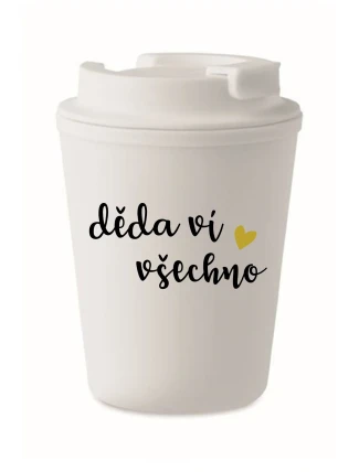 DĚDA VÍ VŠECHNO - bílý termohrnek 300 ml