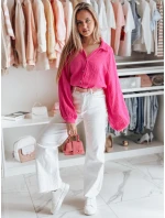 Dámske nadrozmerné mušelínové tričko MUSLINEA fuchsiová FashionStreet DY0475 Dámske nadrozmerné mušelínové tričko MUSLINEA fuchsiová FashionStreet DY0475