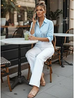 Dámske džínsy s vysokým pásom a širokými nohavicami biele FashionStreet UY2947