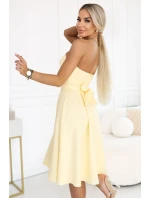 641-3 VIVIENNE korzetové midi šaty s opaskom - pastelovo žlté