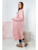 Sveter dlhý kardigan púdrovo ružový