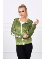 Velúrová mikina s kapucňou zelená