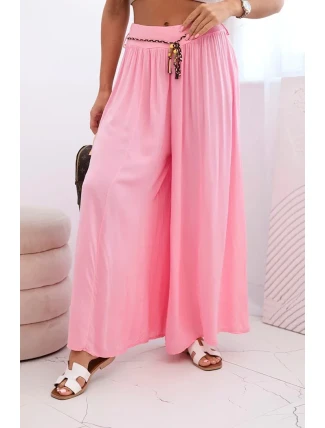 Dámske viskózové nohavice so širokými nohavicami candy pink