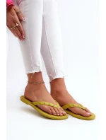 Płaskie Elastyczne Klapki Japonki Damskie ZAXY JJ285253 Limonkowe