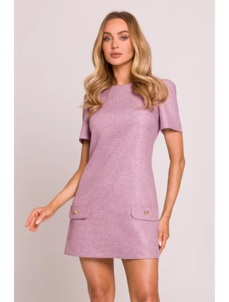 M855 Mini šaty áčkového strihu - marsala
