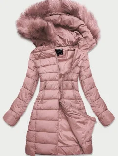 Dámska prešívaná bunda s kapucňou staroružová (7754BIG)