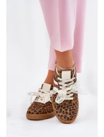 Niskie Sneakersy Damskie Z Koronką Panterka Brązowe Zielle