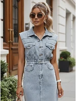 Dámske džínsové midi šaty bez rukávov FashionStreet EY2686