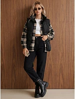 Dámska oversize košeľa s kockovaným vzorom, tmavomodrá, FashionStreet TY6048 Dámska oversize košeľa s kockovaným vzorom, tmavomodrá, FashionStreet TY6048