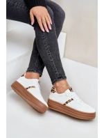 Sneakersy Damskie Na Platformie Panterka Białe Dravinnia