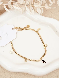 Zlatý náramek na nohu s přívěsky