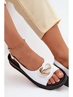 Kožené sandály na platformě s ozdobou S.Barski KV61-6047 Bílé