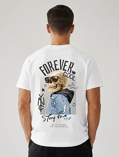 Pánske tričko Forever Cool oversize biele FashionStreet NX4010R