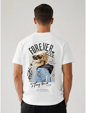 Pánske tričko Forever Cool oversize biele FashionStreet NX4010R Pánske tričko Forever Cool oversize biele FashionStreet NX4010R