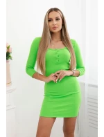 Šaty s gombíkovým výstrihom zelené neónové