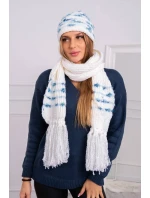 Dámska súprava so šatkou Anika K304 ecru+jeans