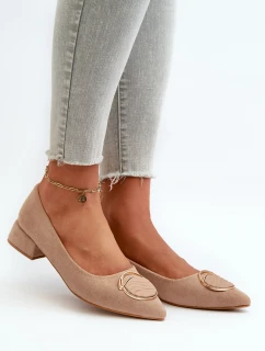 Czółenka Na Niskim Obcasie Z Eko Zamszu S.Barski KV27-037 Beżowe