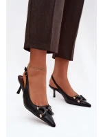 Dámské sandály na podpatku s ozdobným detailem černé Brienne