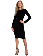 M565 Zamatové ceruzkové šaty - čierne