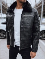 Pánska kožená bunda čierna FashionStreet TX4710