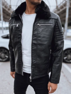 Pánska kožená bunda čierna FashionStreet TX4710