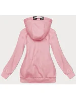 Ružová jednofarebná dámska mikina na zips (2311)