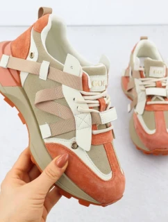 Dámske kožené tenisky béžovo-oranžové Goe RR2N4064