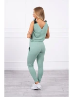 Nohavice/oblek s nápisom selfie tmavo mätový