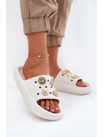 Klapki Damskie Piankowe Z Przypinkami Vinceza 76055 Białe