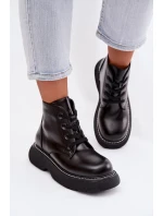 Dámské zateplené kotníkové boty na platformě s šněrováním Černé Harmine