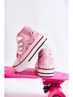 Dziecięce Wysokie Trampki Różowe Mona