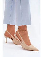 Dámske sandále na podpätku z ekologického semišu Beige Kevina Dámske sandále na podpätku z ekologického semišu Beige Kevina