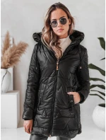 Dámska prešívaná zimná bunda s kapucňou čierna FashionStreet TY5089