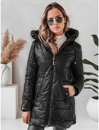 Dámska prešívaná zimná bunda s kapucňou čierna FashionStreet TY5089