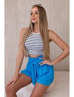 Viskózové šortky viazané v páse tyrkysové Viskózové šortky viazané v páse tyrkysové