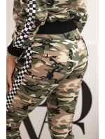 Dámska súprava s kapucňou s maskáčovou potlačou khaki + ecru